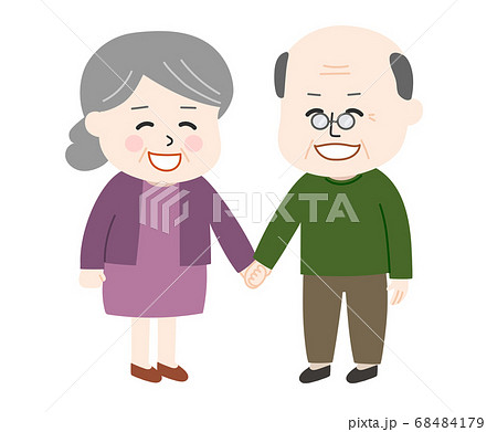 Elderly man and woman illustration holding.. picture picture