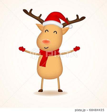Greeting Reindeer Christmas cute cartoon character.Vector illustration of elf on white background. Isolated. Greeting Reindeer Christmas cute cartoon character.Vector illustration of elf on white background. Isolated. 68484435