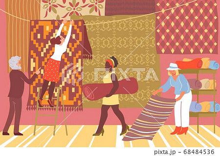 Carpet Shop Flat Illustration Carpet Shop Flat Illustration 68484536