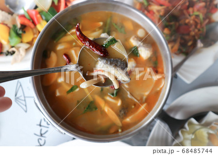 fish and mushroom soup, spicy soup fish and mushroom soup, spicy soup 68485744