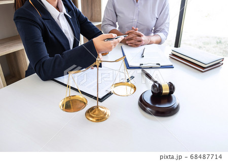 Professional Female lawyer discussing negotiation Professional Female lawyer discussing negotiation 68487714