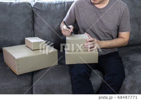 Young entrepreneur business owner work at home, 68487771