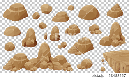 Rock and stone illustration material set_rocks_cliff_brown 68488367