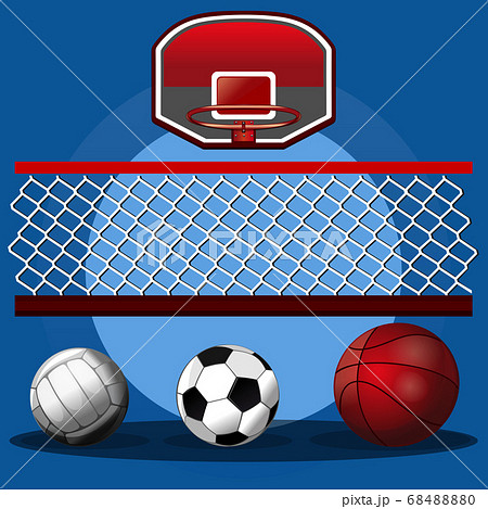 Set of sport balls and volleyball net Set of sport balls and volleyball net 68488880