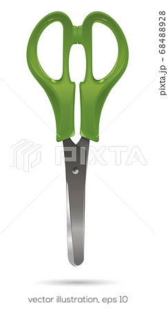 Scissors with plastic green handles isolated on a white 68488928
