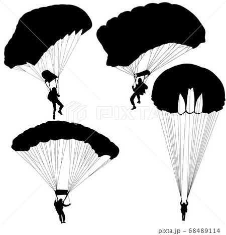 Set skydiver, silhouettes parachuting on white Set skydiver, silhouettes parachuting on white 68489114