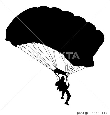 Skydiver, silhouettes parachuting on white 68489115