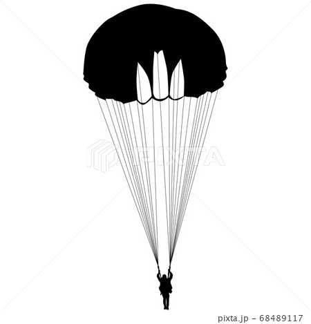 Skydiver, silhouettes parachuting on white 68489117