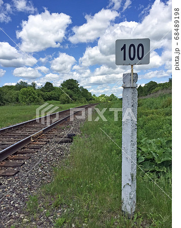 Mile post railway with the number one hundred Mile post railway with the number one hundred 68489198