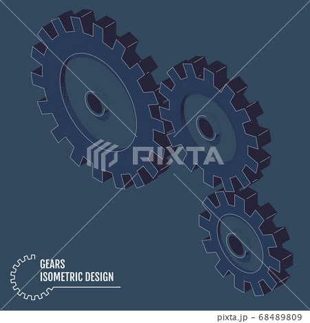 Modern vector illustration of isometric gears with on the grey 68489809