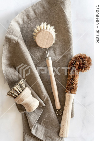 Zero waste kitchen cleaning concept. Eco friendly natural cleaning tools. Zero waste kitchen cleaning concept. Eco friendly natural cleaning tools. 68490031
