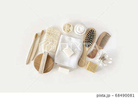 Zero waste concept. Set of eco friendly bathroom accessories. 68490081