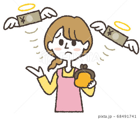 無駄遣いをしてしまった主婦のイラスト 68491741