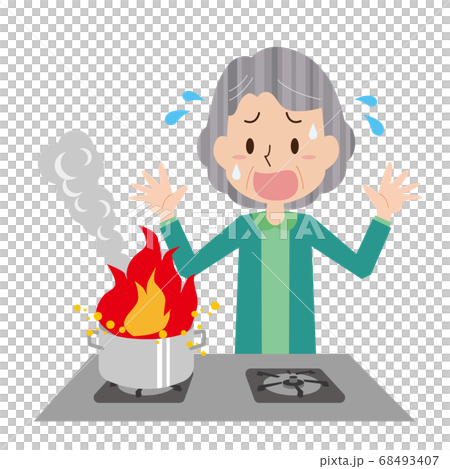 受天婦羅油誘惑的老年婦女 68493407