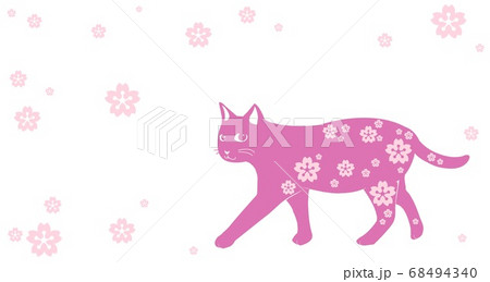 猫と桜のイラスト素材