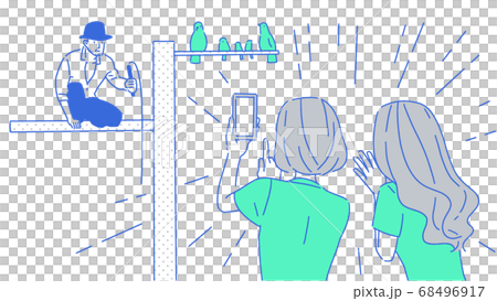 とまり木にとまった有名人の写真をスマホで撮る女性たち とまり木にとまった有名人の写真をスマホで撮る女性たち 68496917