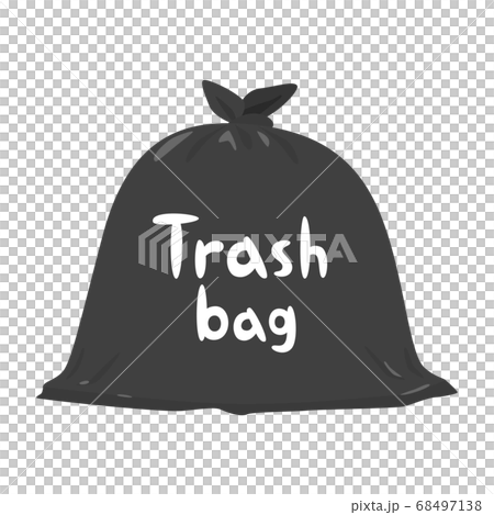 Trashbagと書かれた真っ黒なゴミ袋のイラスト のイラスト素材
