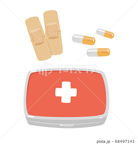 絆創膏や薬が入った救急箱のイラスト のイラスト素材