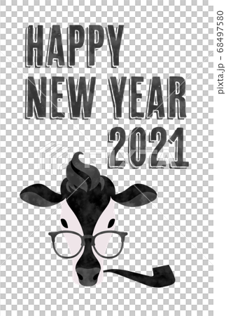2021年の牛の年賀状のベクターイラスト素材 68497580