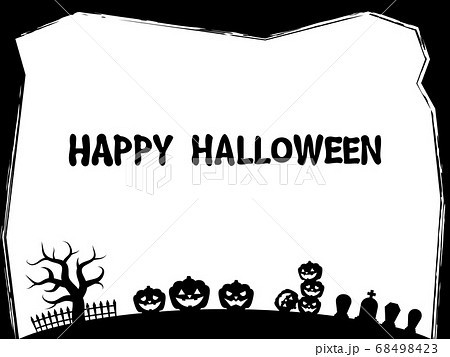 ハロウィンシルエット横フレームのイラスト素材 ハロウィンシルエット横フレームのイラスト素材