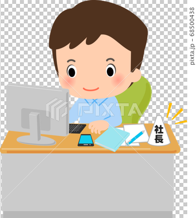 社長の席で働く若い男性 68500438