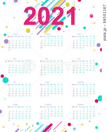 Calendar 2021 with abstract geometric background. Template. Vector illustration Calendar 2021 with abstract geometric background. Template. Vector illustration 68501167