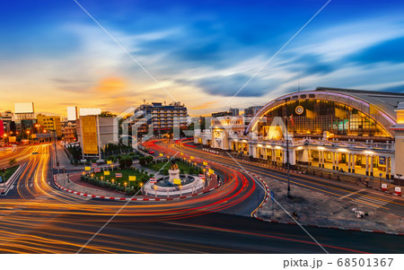 Bangkok Railway Station or Hua Lamphong, Ancient architecture and famous classic building landmark in Bangkok city of Thailand Bangkok Railway Station or Hua Lamphong, Ancient architecture and famous classic building landmark in Bangkok city of Thailand 68501367