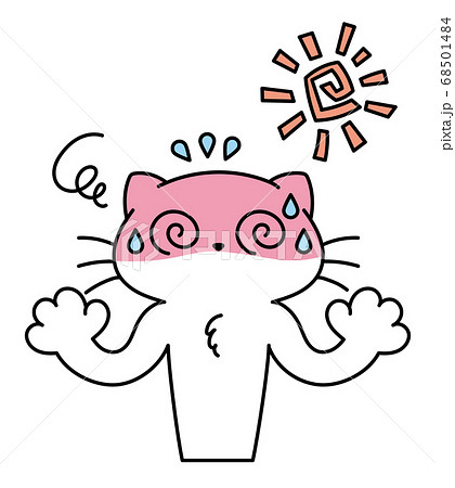 ねこ 熱中症 夏バテのイラスト素材