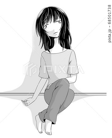鬱状態で無気力症状になって壁に寄りかかっているいる女性 68501738