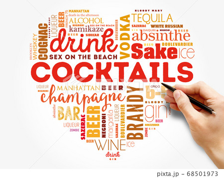Love heart with Different cocktails and 68501973