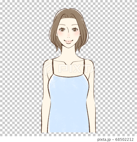 笑顔で正面向きの女性 68502212