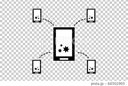 接触確認アプリの使用を勧めるアイコンイラスト 接触確認アプリの使用を勧めるアイコンイラスト 68502905