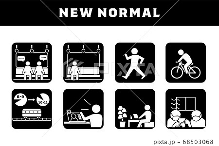 電車や労働に関するコロナ対策のアイコンセット 68503068