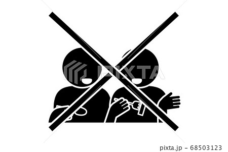 食事中の会話を警告するアイコンのイラスト素材