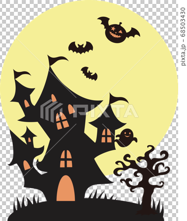 ハロウィン 秋 おばけ屋敷 シルエット イラスト素材のイラスト素材