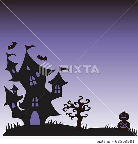 ハロウィン 秋 おばけ屋敷 シルエット 背景 イラスト素材のイラスト素材