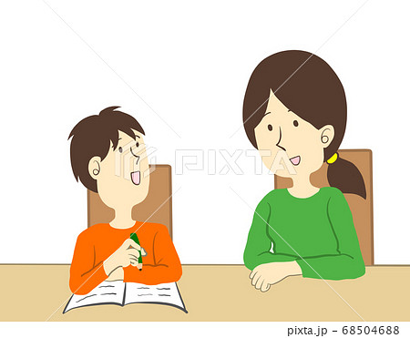 子供と親の会話のイラスト素材