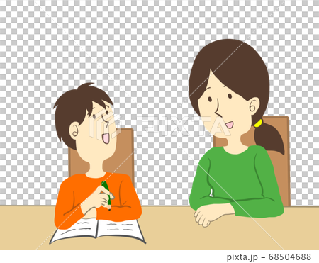 子供と親の会話のイラスト素材