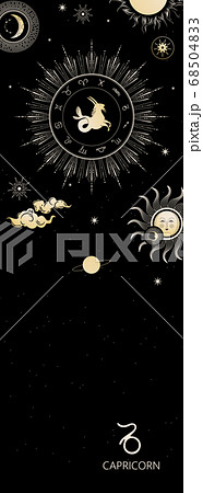 Zodiac background. Constellation Capricorn. Antique style. Vertical banner. Zodiac background. Constellation Capricorn. Antique style. Vertical banner. 68504833