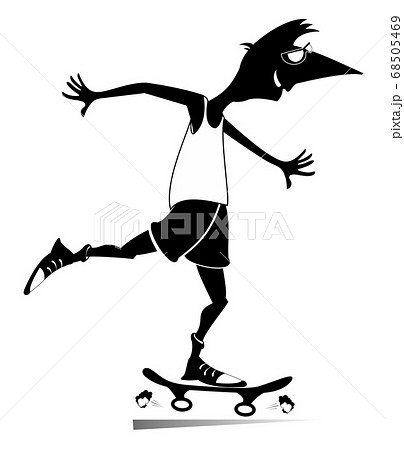 Man skateboarder isolated illustration. Cartoon teen boy scatting. Active life style idea 68505469