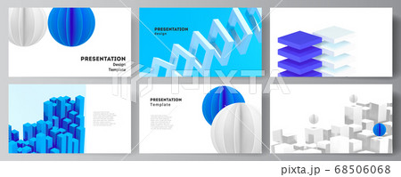 Vector layout of presentation slides design templates, template for presentation brochure, brochure cover, business report. 3d render vector composition with dynamic geometric blue shapes in motion. Vector layout of presentation slides design templates, template for presentation brochure, brochure cover, business report. 3d render vector composition with dynamic geometric blue shapes in motion. 68506068