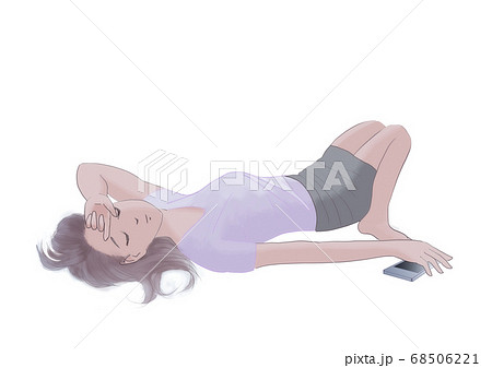 過労か絶望か倒れこむ女性のイラスト素材
