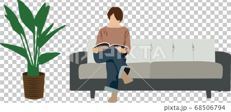 リビングのソファーでくつろぐ女性 ベクター リビングのソファーでくつろぐ女性 ベクター 68506794