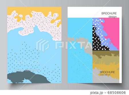 Vector layout of A4 cover mockups design templates for brochure, flyer layout, cover design, book design, brochure cover. Japanese pattern template. Landscape background decoration in Asian style. 68508606