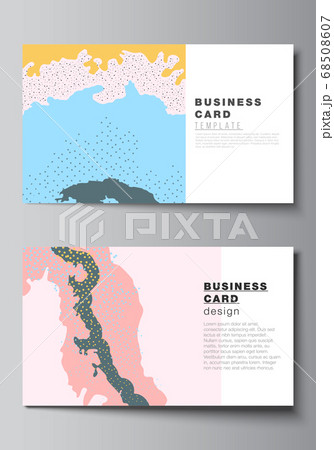 Vector layout of two creative business cards design templates, horizontal template vector design. Japanese pattern template. Landscape background decoration in Asian style. Vector layout of two creative business cards design templates, horizontal template vector design. Japanese pattern template. Landscape background decoration in Asian style. 68508607