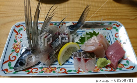 トビウオのお造りの写真素材
