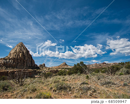 Beautiful clouds over a bizarre rock landscape 68509947