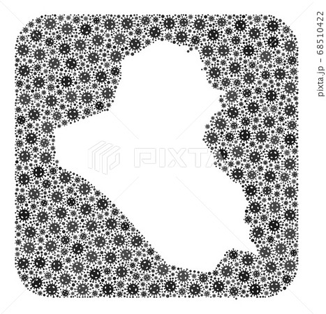 Map of Iraq - Covid-2019 Virus Collage with Subtracted Space 68510422