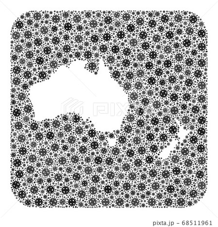 Map of Australia and New Zealand - Covid-2019 Virus Collage with Empty Space 68511961