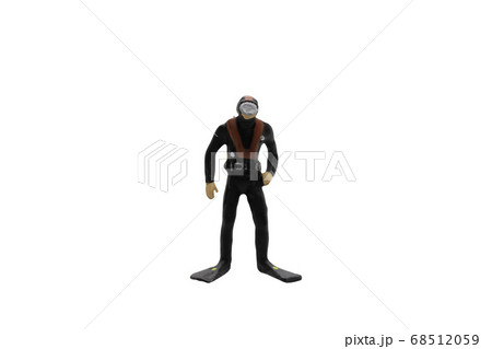 Miniature people : Scuba diver isolated on white background  68512059